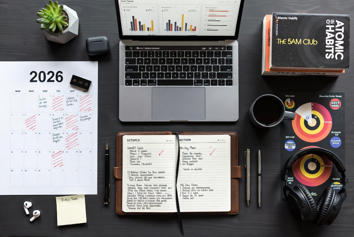 Notebook and planning supplies for Day Zero goals