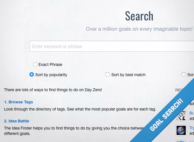 Goal search exploring over a million goals